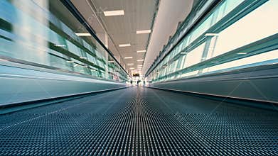 4K Motion blur timelapse of moving escalator in the Airport
