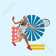 Sport and geometric style. Modern design. Contemporary art collage.