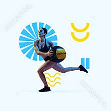 Sport and geometric style. Modern design. Contemporary art collage.