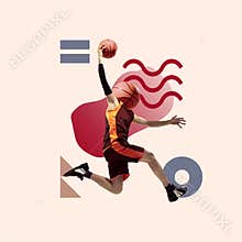 Sport and geometric style. Modern design. Contemporary art collage.