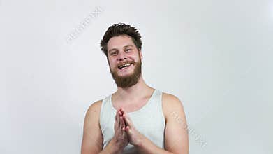 The man claps the palm of your hand.Standing ovation and applause.