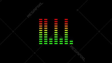 Animation of waveform with visualization of audio wave with color changing from green to red on black background