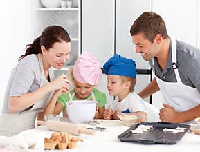 Adorable family baking together