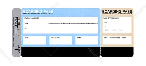 Blank airline boarding pass ticket