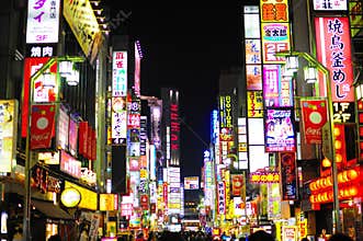 The neon light of Tokyo red light district