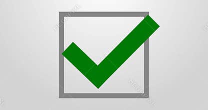 Check mark symbol. Gray checkbox and tick sign in green color. 4K video