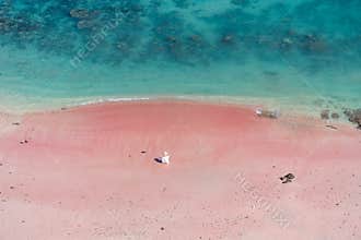 Beautiful Sarai beach or Pink beach in Komodo national park, Flores island in Indonesia