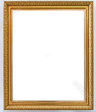 Beautiful golden picture frame vintage carved gilded border antique for interior decoration on white background, Concept gallery