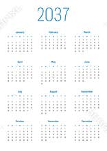 Annual calendar for 2037