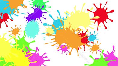 Many blots of colored paint