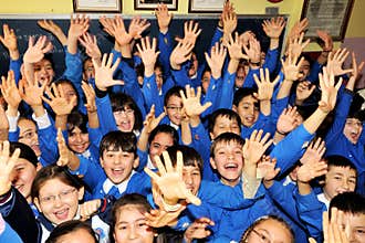 Happy students in the classroom