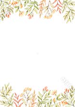 Watercolor botanical  frame with cute flowers, branches, green leaves. Greenery, Field red and yellow flowers. Floral design