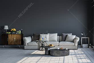 Modern interior design. Decorative background of a house, apartment, office or hotel.