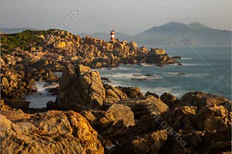 A lighthouse on the rocks
