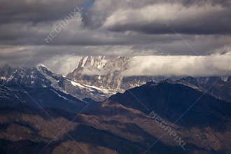 Beautiful landscape view with Dhaulagiri peak from Poon Hill. Himalaya Mountain, Nepal