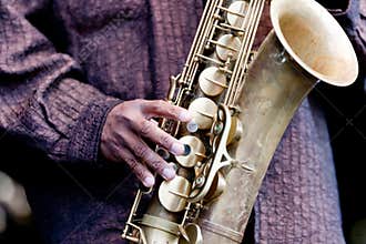 Jazz musician playing saxophone