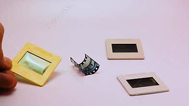 Filmstrip vintage film footage analog cinematography studio technology