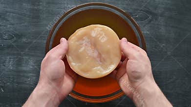 Cooking healthy probiotic kombucha drink.