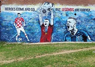 Dejan Lovren mural in the city of Karlovac