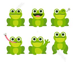 Cute cartoon frog set