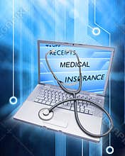 Insurance Health Records Stethoscope Computer