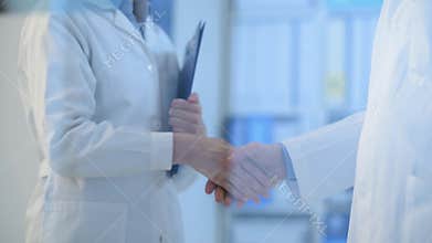 Doctors meeting and shaking hands