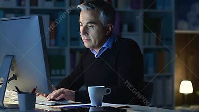 Man social networking and chatting