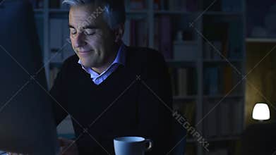 Man social networking and chatting