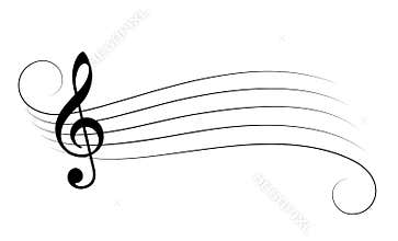 Music staff and treble clef cartoon