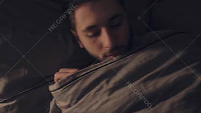 Restless night stress anxiety man scared nightmare