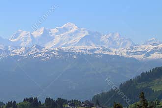 Mont Blanc massif, seen from the french D308