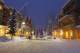 Snowy Scene of Winter Shopping