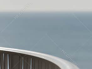 Balcony overlooking blurred back ground seascape