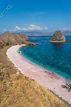 Sarai beach or Pink beach in Komodo national park in beautiful summer season, Flores island in Indonesia