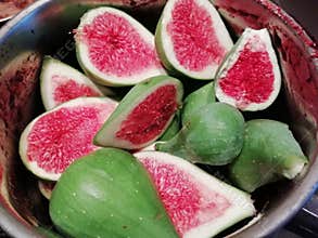 Delicious colorful  ripe green figs   in summer Italy