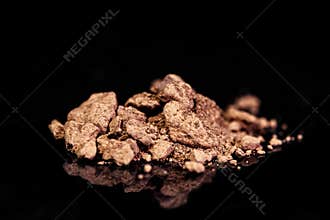 Bauxite ore, raw rocks on black background, mining and geology