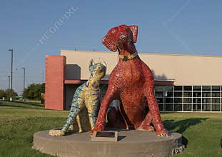 `Companions` by Oscar Alvarado outside the Plano Animal Shelter in Plano, Texas.