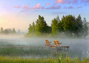 Bench on a small bridge near home for relaxation.