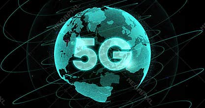 5G technology on digital earth and Global communication network concept