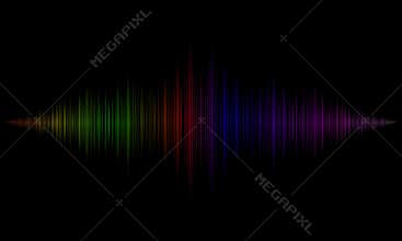 Colorful Audio sound waves on black background .Sound wave. Level, song.