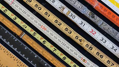 Old folding rules and measures show concepts of accuracy and metrics