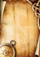 Old paper texture with a compass and rope