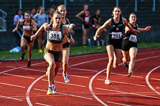 Regensburg, Germany - July 20, 2019: bavarian athletics championship, 4x400 relay race