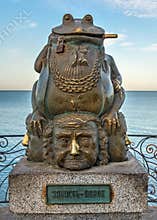 Monument to the toad on the embankment of Berdyansk, Ukraine