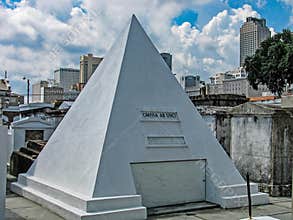 A pyramid-shaped mausoleum in historic St. Louis Cemetery, New Orleans