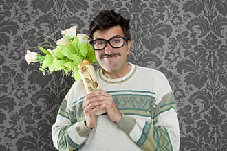 Anger funny man violent expression flowers vase