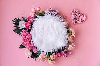 Pink Floral Digital Newborn Backdrop