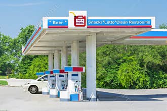 Unlabeled Gas Station Convenience Store With Photographer Created Signage