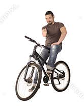 Bicyclist on white.