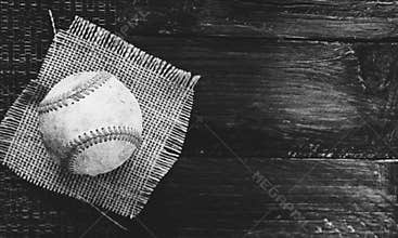 Rustic baseball background in black and white